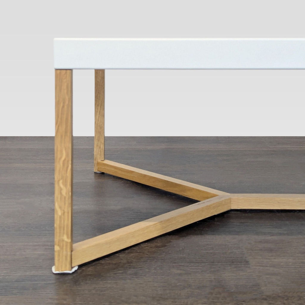 Metal Top Coffee Table on Wood Base