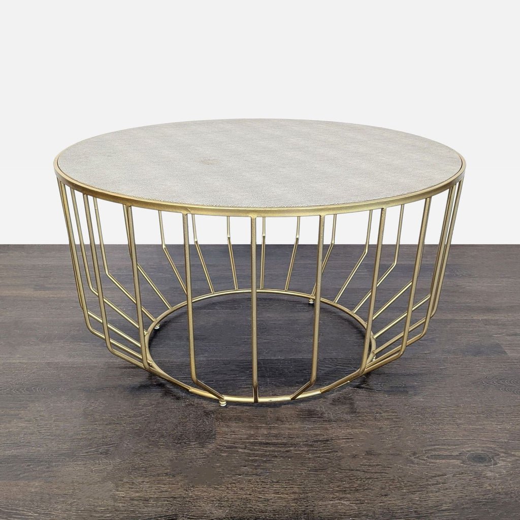 New Pacific Direct Faux Shagreen Round Coffee Table