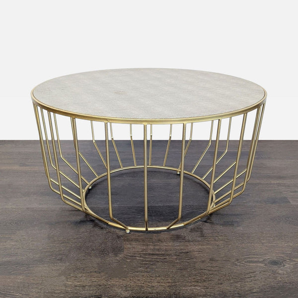 New Pacific Direct Faux Shagreen Round Coffee Table