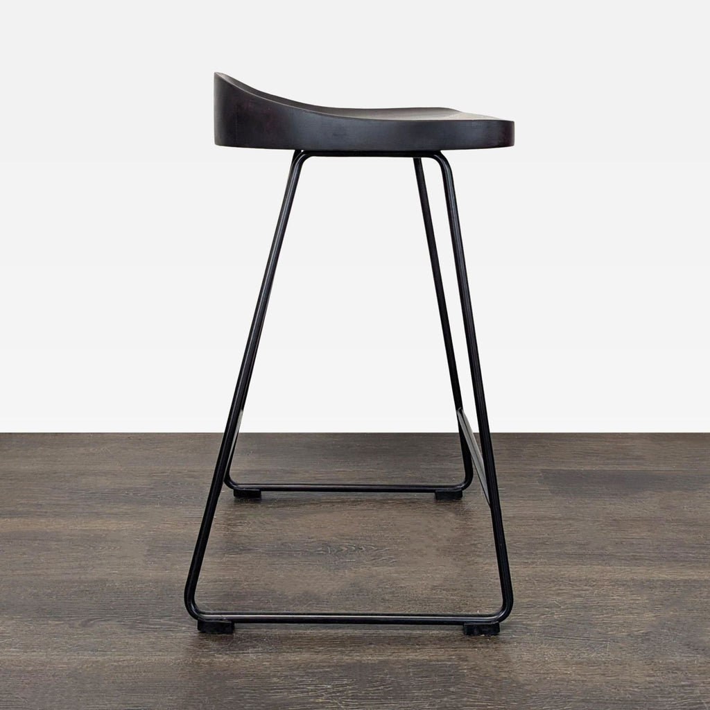 Pottery Barn Brenner Modern Industrial Counter Stool with Wood Seat and Metal Base