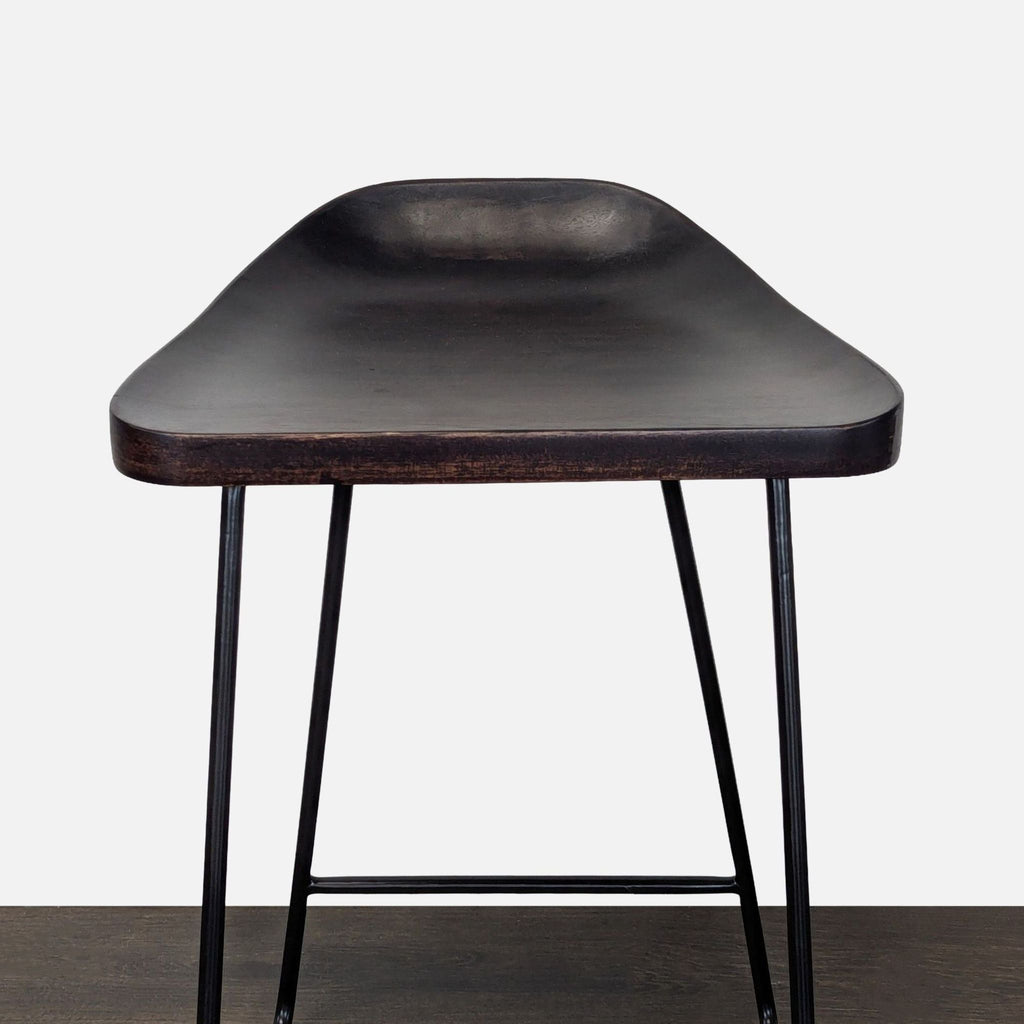 Pottery Barn Brenner Modern Industrial Counter Stool with Wood Seat and Metal Base