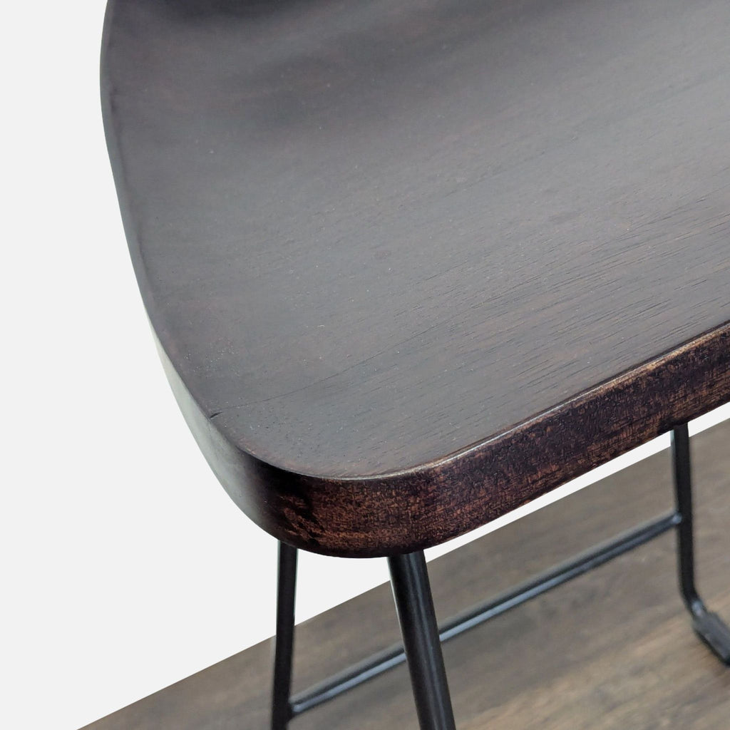 Pottery Barn Brenner Modern Industrial Counter Stool with Wood Seat and Metal Base