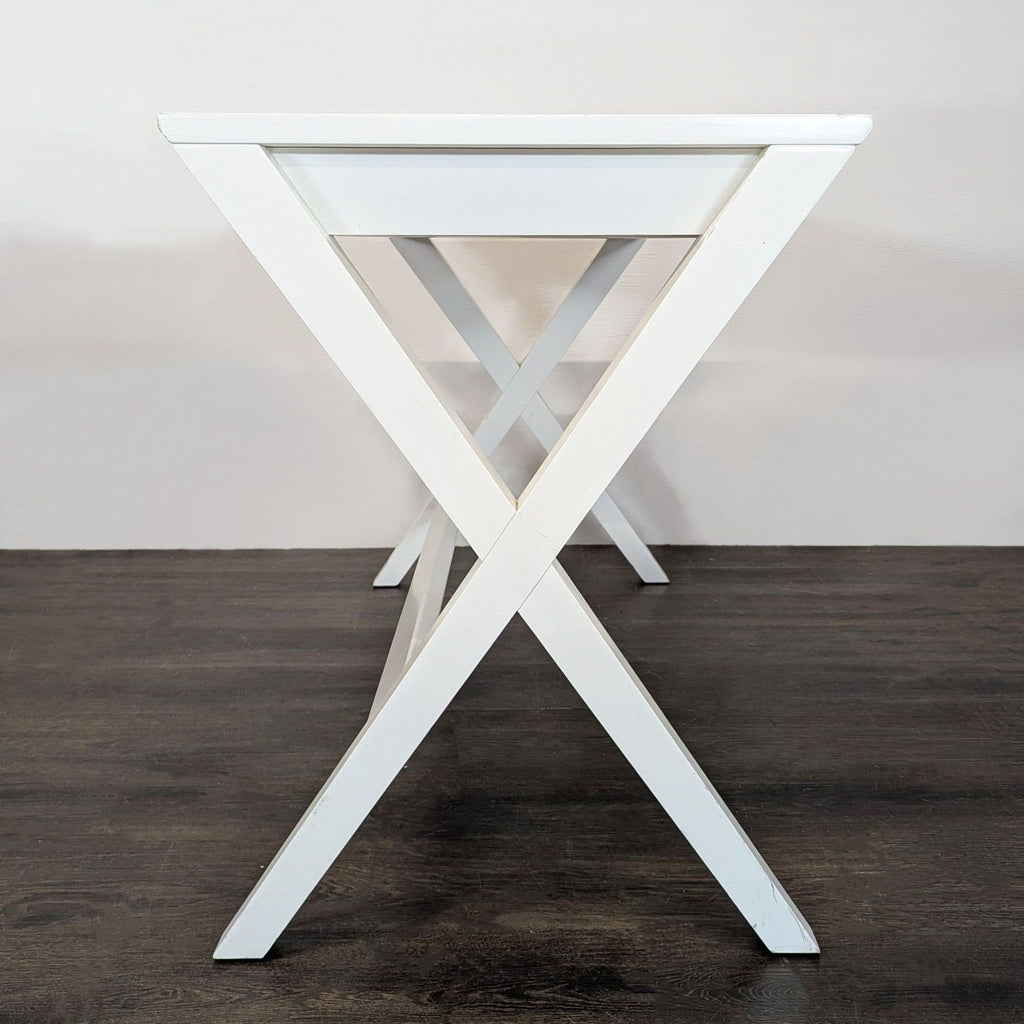Crate and Barrel White X-Leg Modern Desk