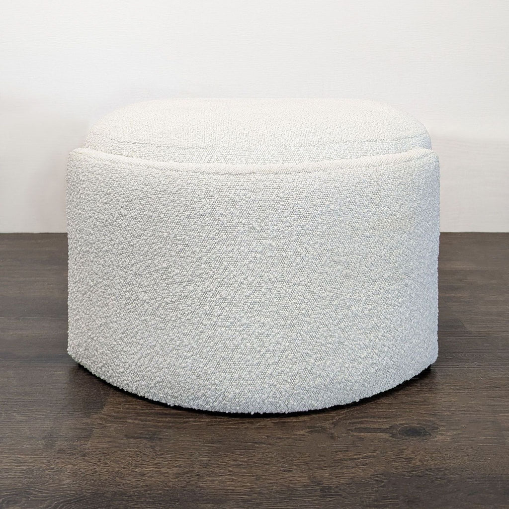 New Pacific Direct Modern Round Bouclé Ottoman Stool - Soft White