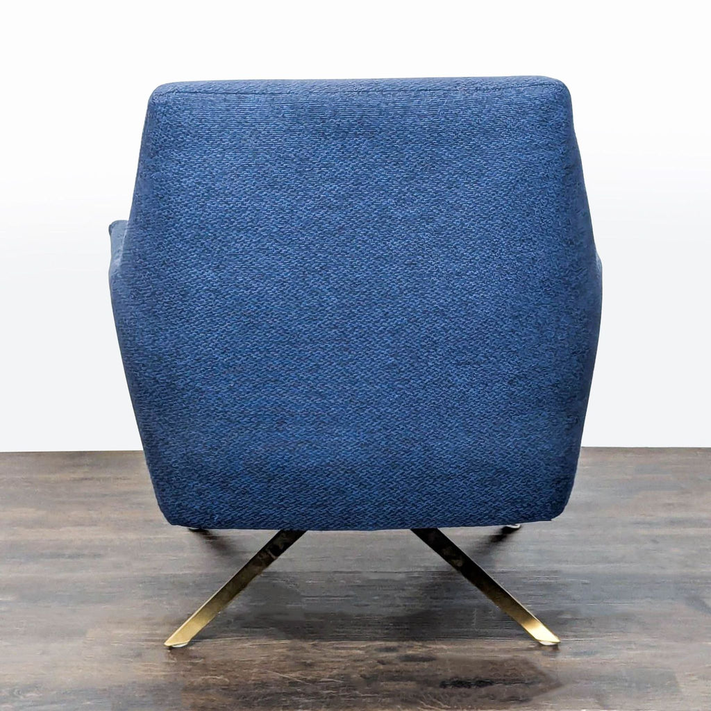 Article Spin Blue Lounge Chair with Gold Metal Swivel Base