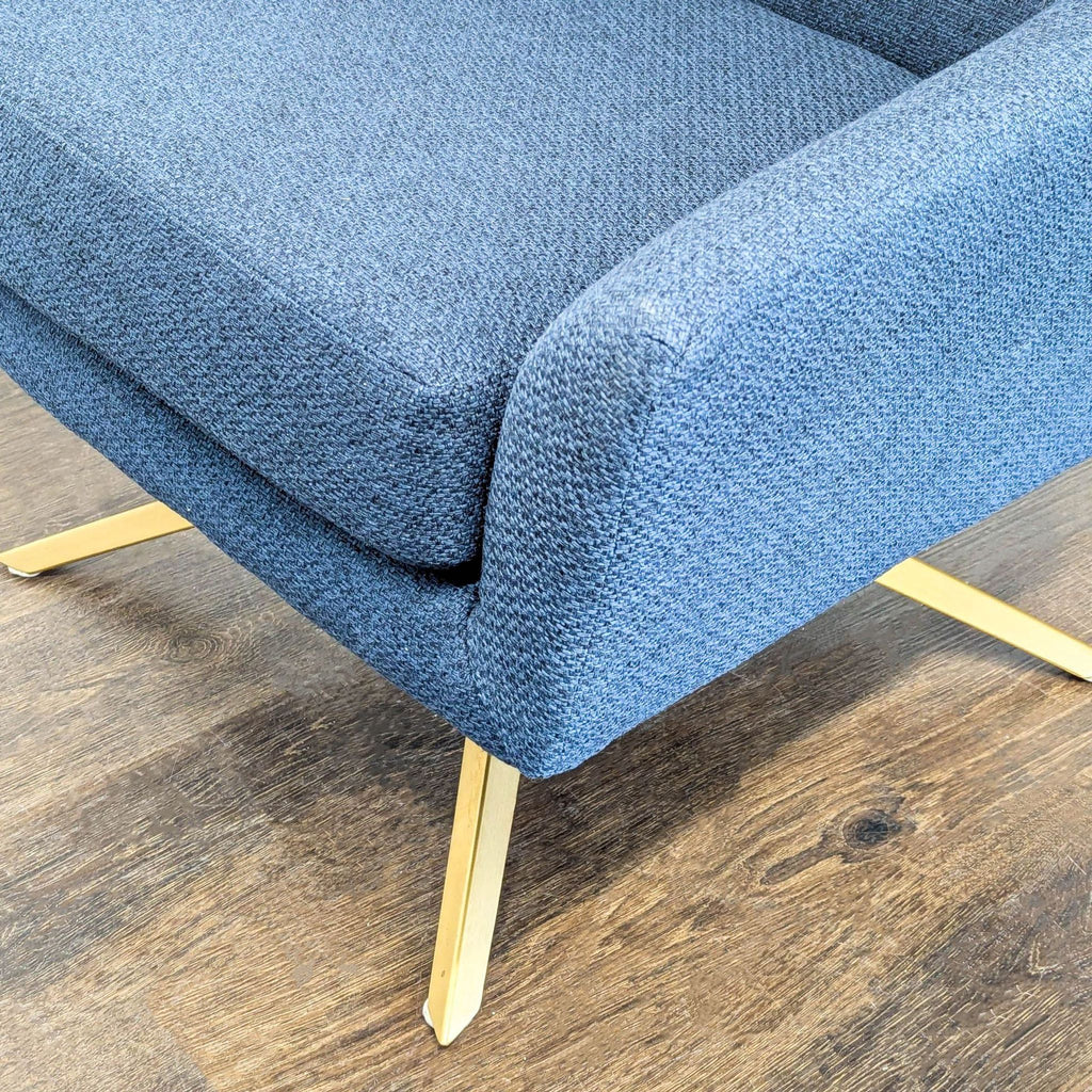 Article Spin Blue Lounge Chair with Gold Metal Swivel Base