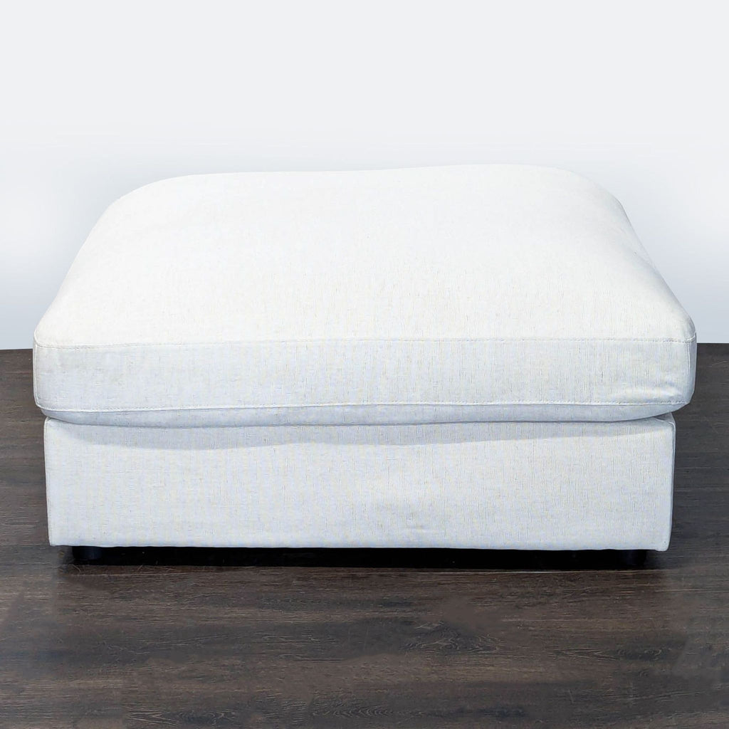 Modern Square Upholstered Ottoman Bench in Light Beige