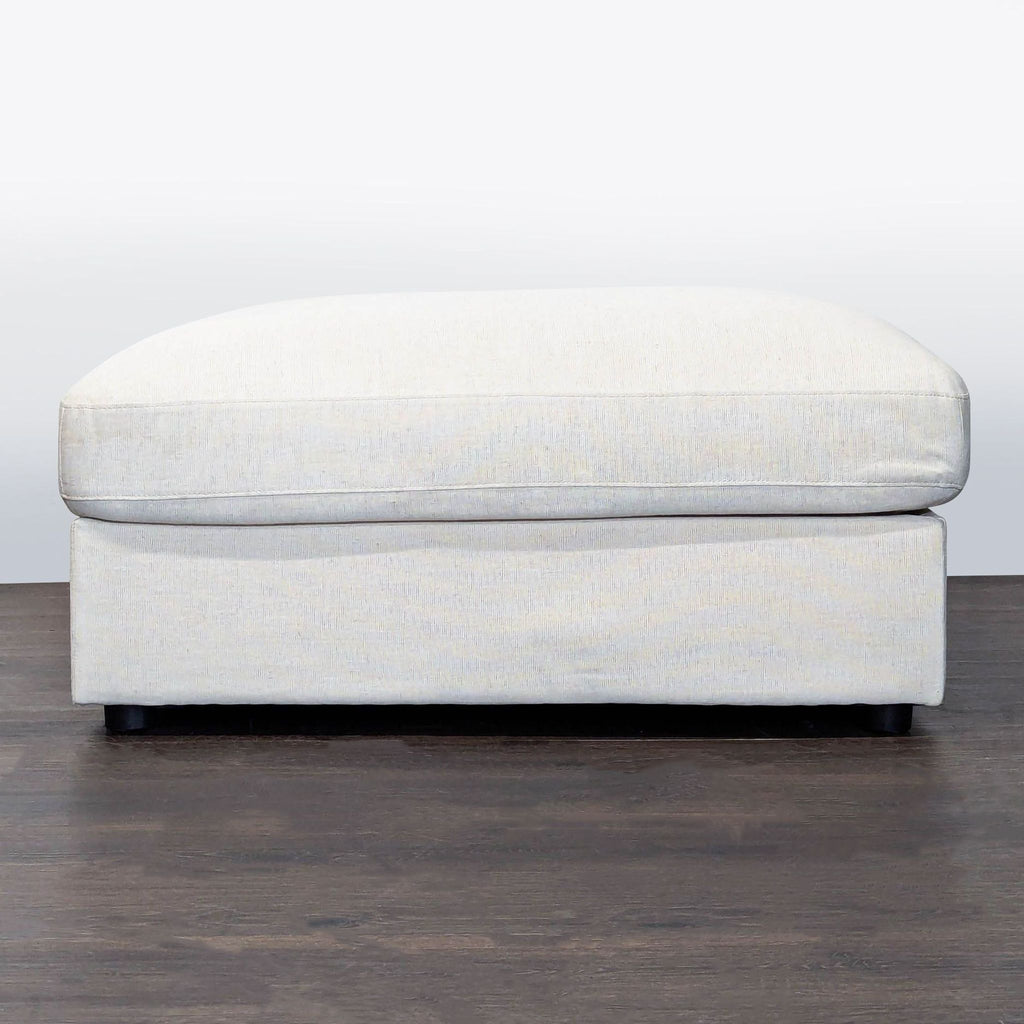 Modern Square Upholstered Ottoman Bench in Light Beige