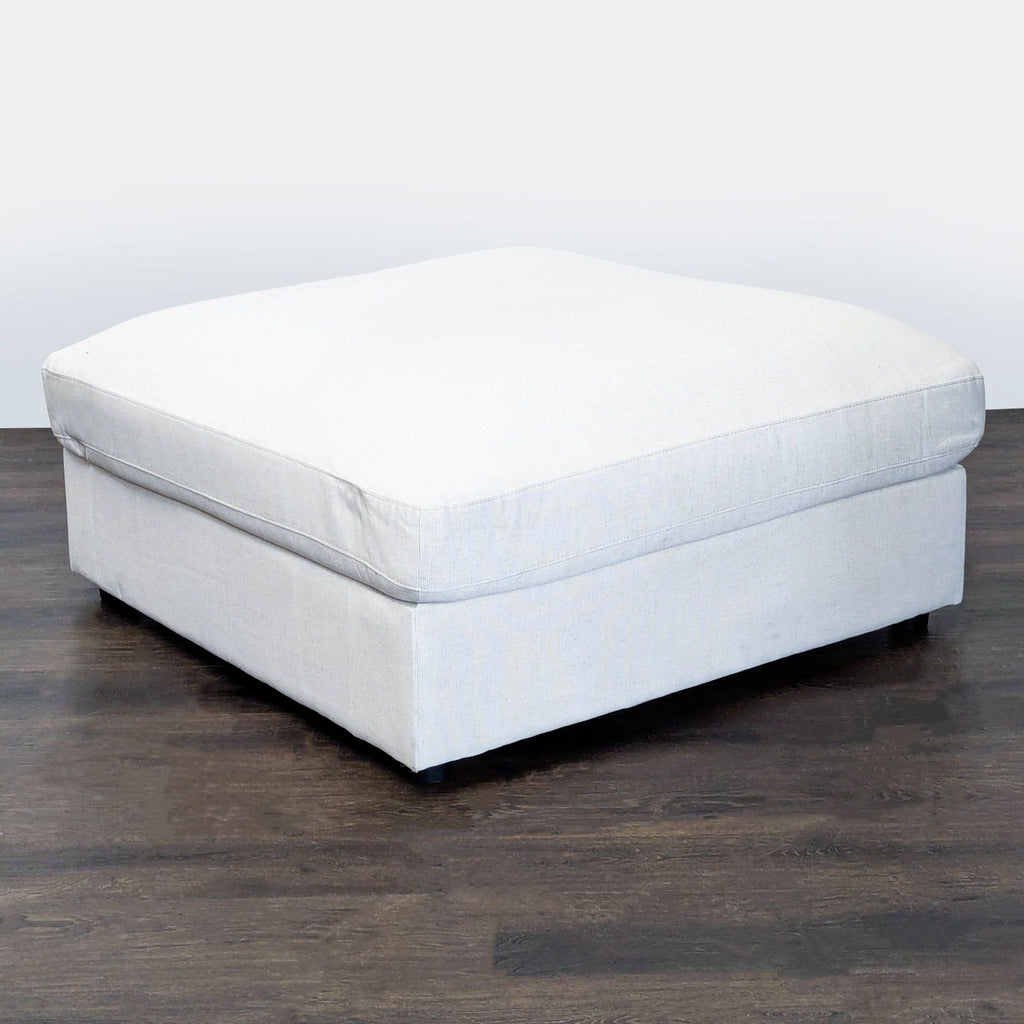 Modern Square Upholstered Ottoman Bench in Light Beige