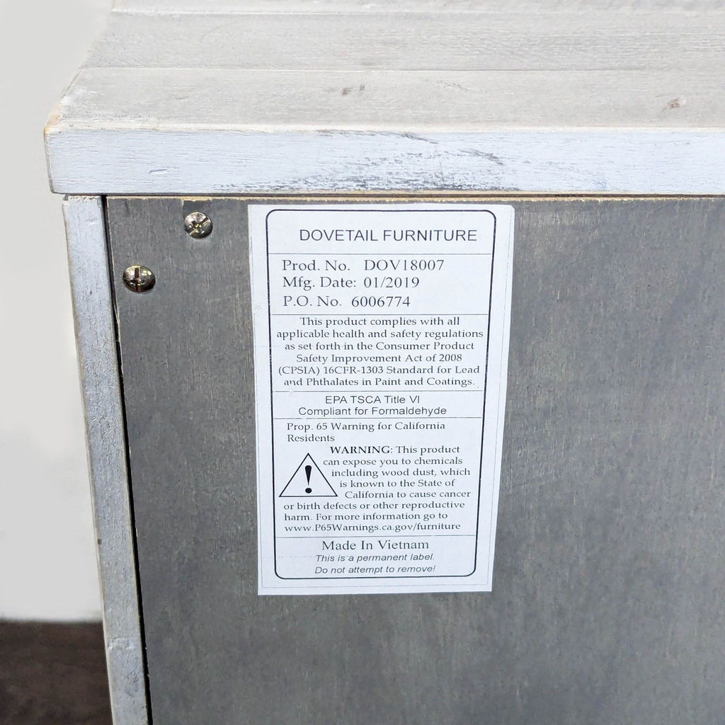 Dovetail Furniture Three Drawer Nightstand