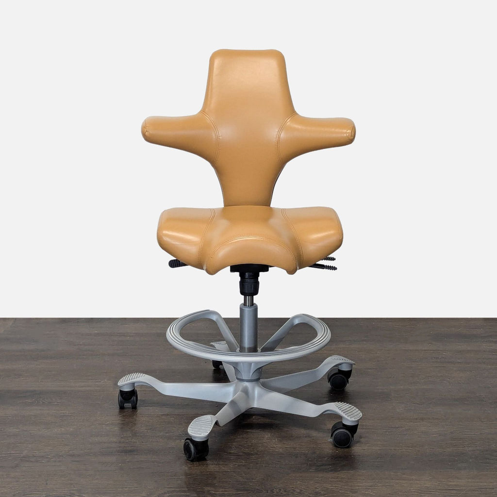 HÅG Capisco Saddle Chair - Tan Leather Ergonomic Office Chair