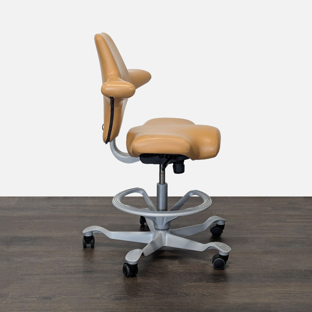 HÅG Capisco Saddle Chair - Tan Leather Ergonomic Office Chair