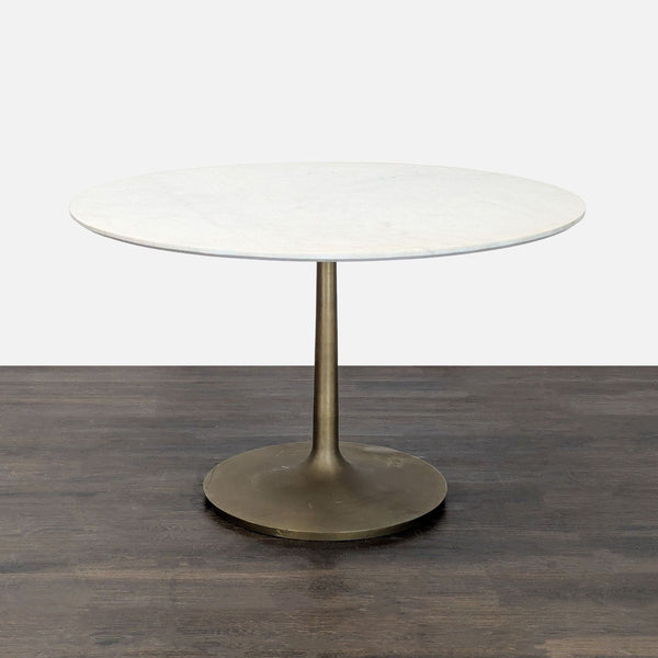 Crate & Barrel Nero White Marble and Brass Round Bistro Dining Table