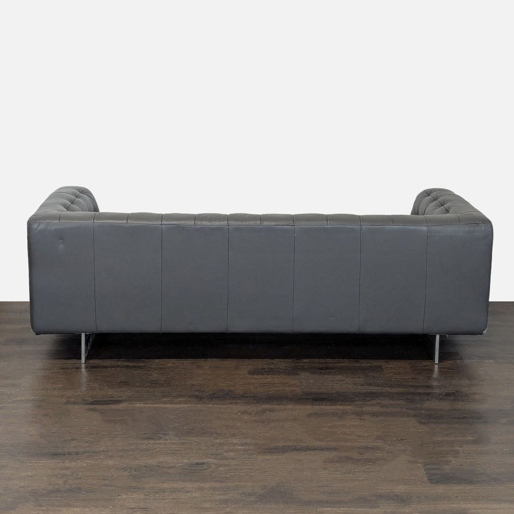 Jason Furniture Modern 3-Seat Sofa in Dark Gray Leather