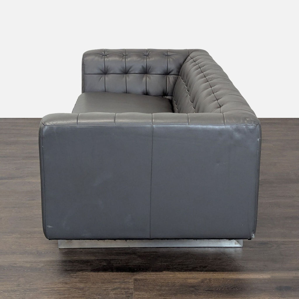 Jason Furniture Modern 3-Seat Sofa in Dark Gray Leather