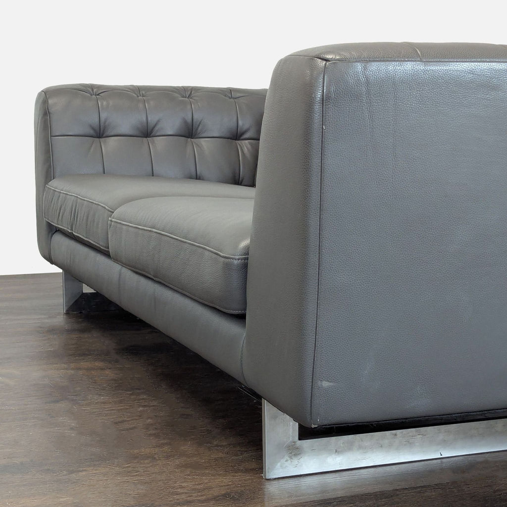 Jason Furniture Modern 3-Seat Sofa in Dark Gray Leather