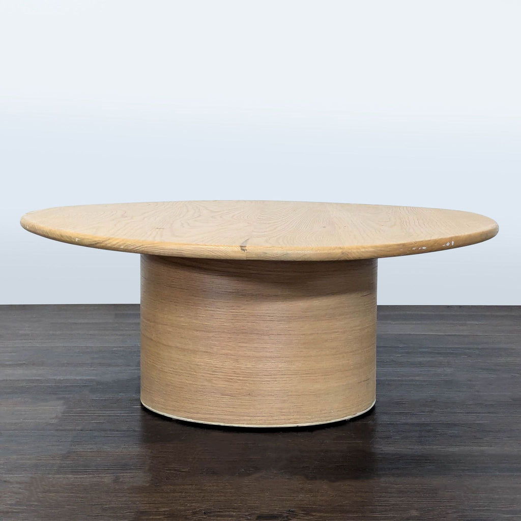 Oak Oval Coffee Table with Pedestal Base