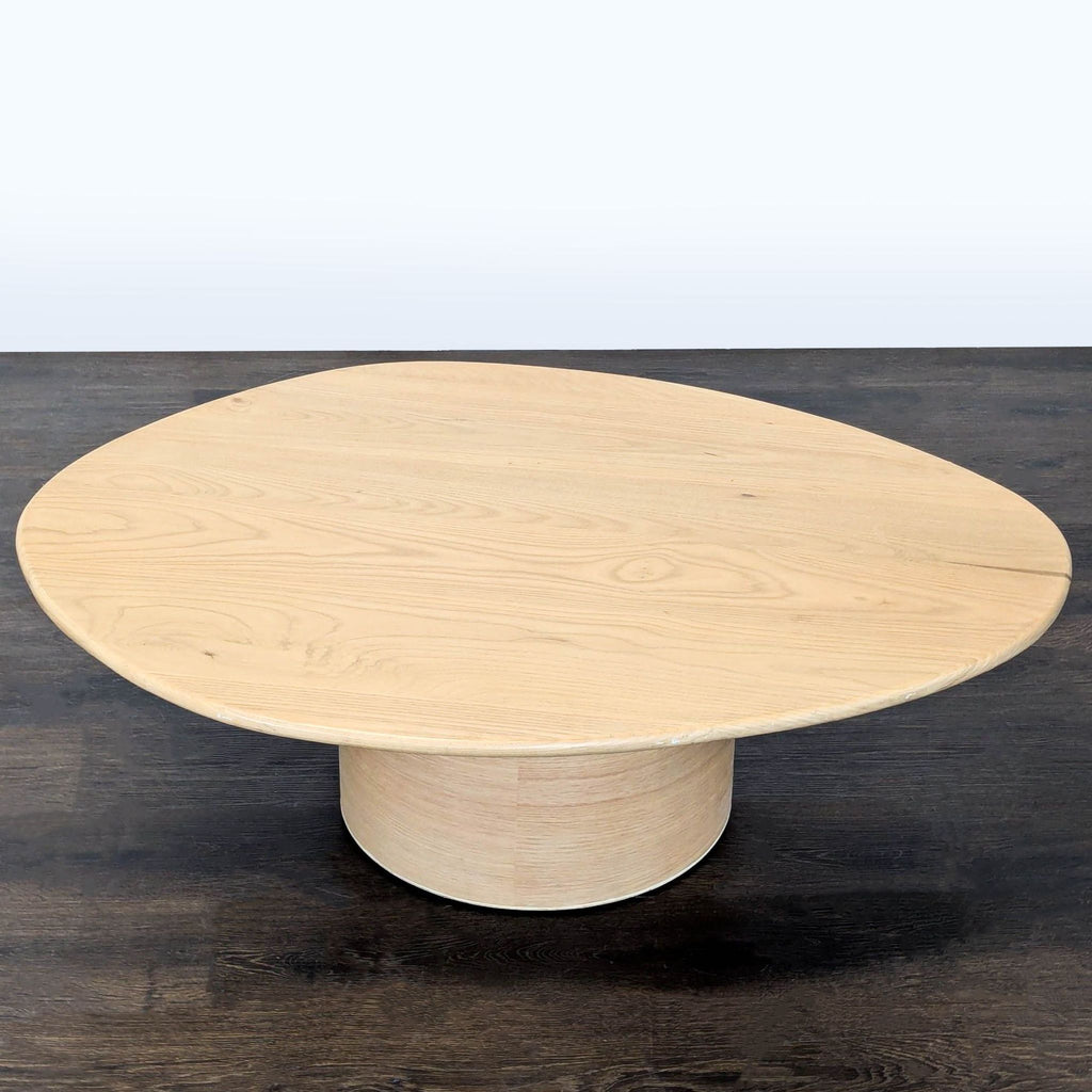 Oak Oval Coffee Table with Pedestal Base