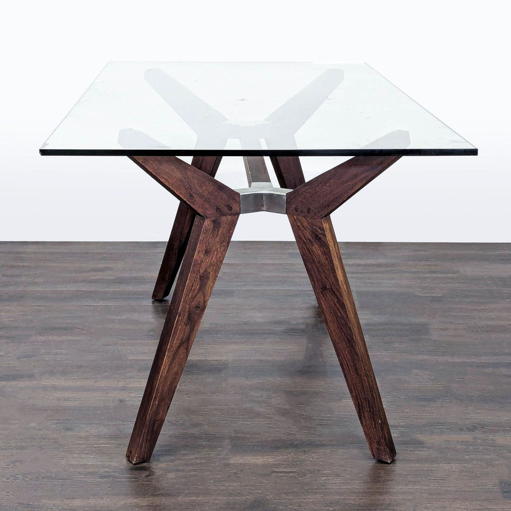 Glass Top Dining Table on Wood Base