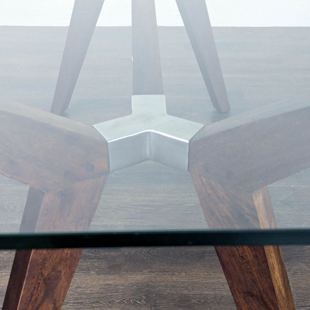 Glass Top Dining Table on Wood Base