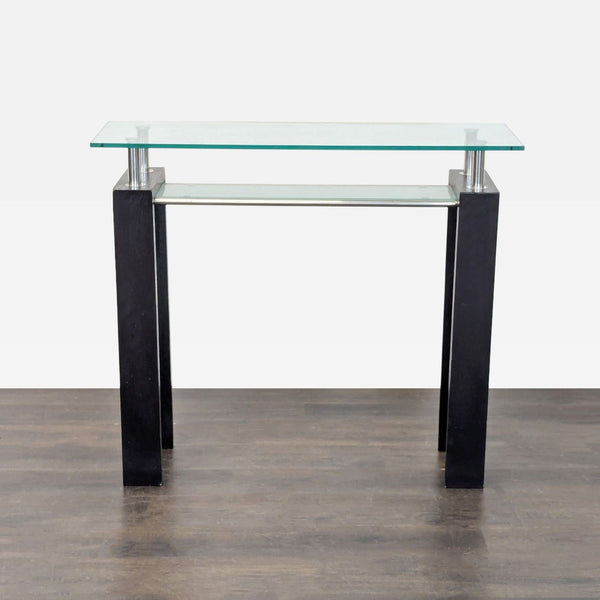 Tempered Glass Top Console Table with Shelf