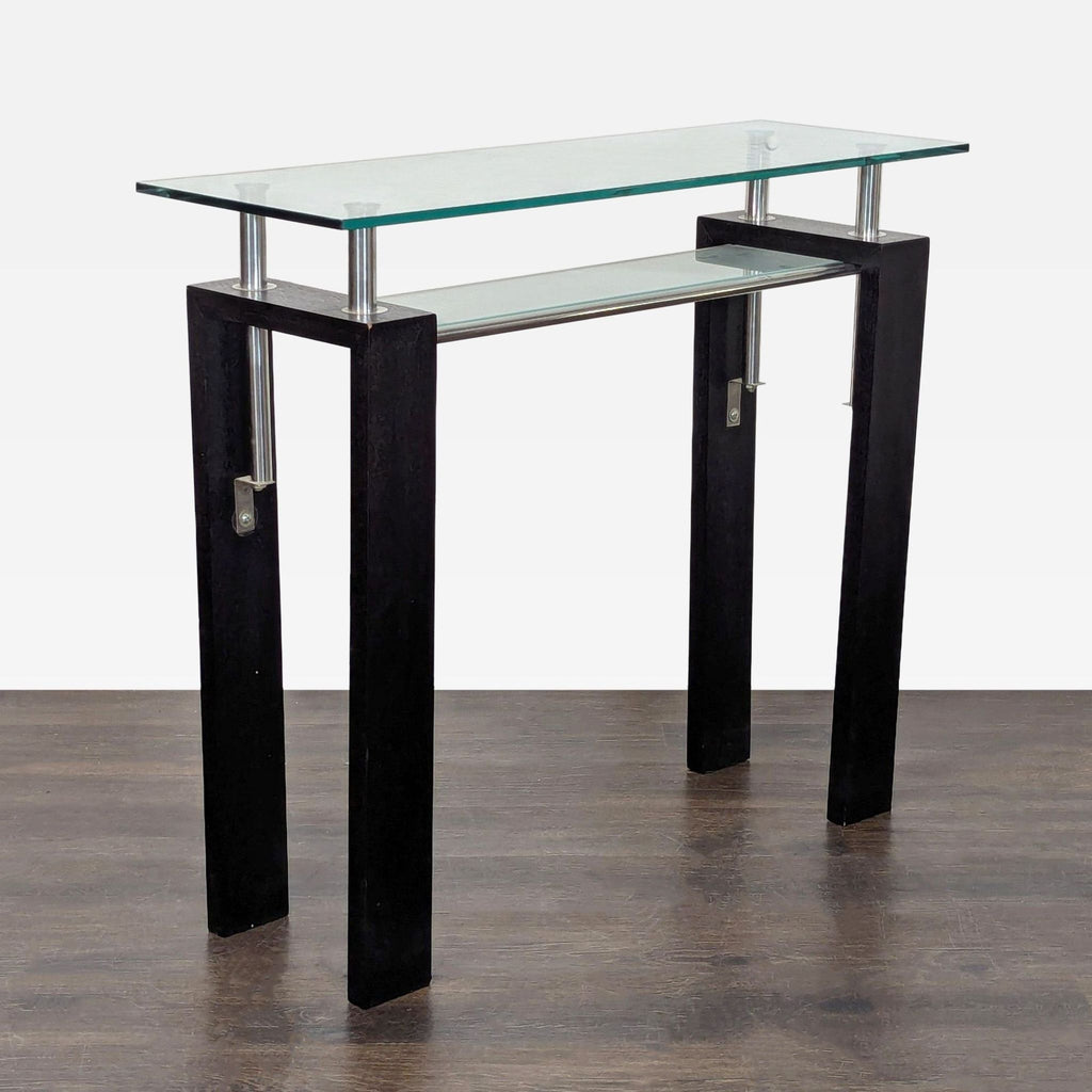 Tempered Glass Top Console Table with Shelf