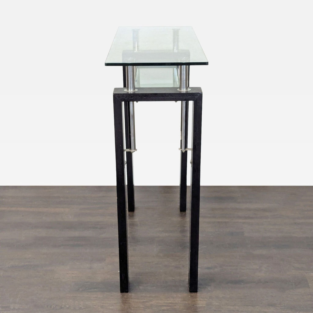 Tempered Glass Top Console Table with Shelf