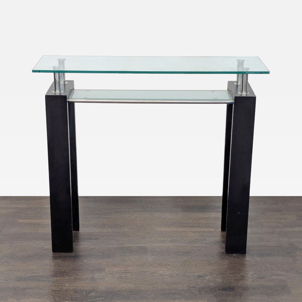 Tempered Glass Top Console Table with Shelf