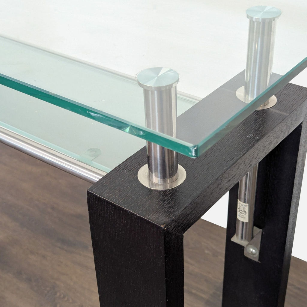 Tempered Glass Top Console Table with Shelf