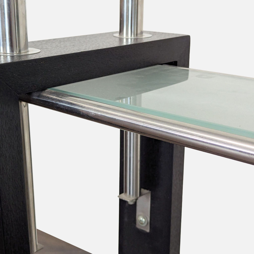 Tempered Glass Top Console Table with Shelf