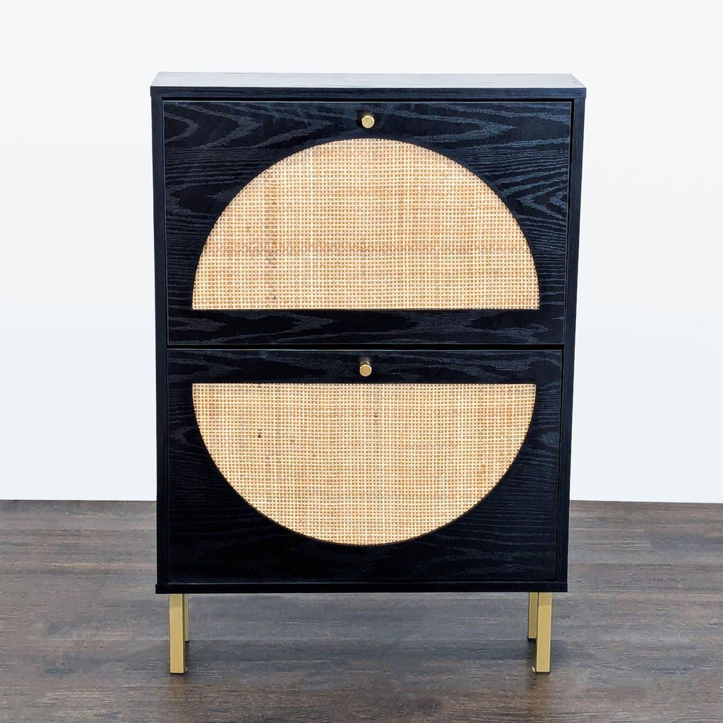 Semicircle Rattan Two Door Shoe Cabinet