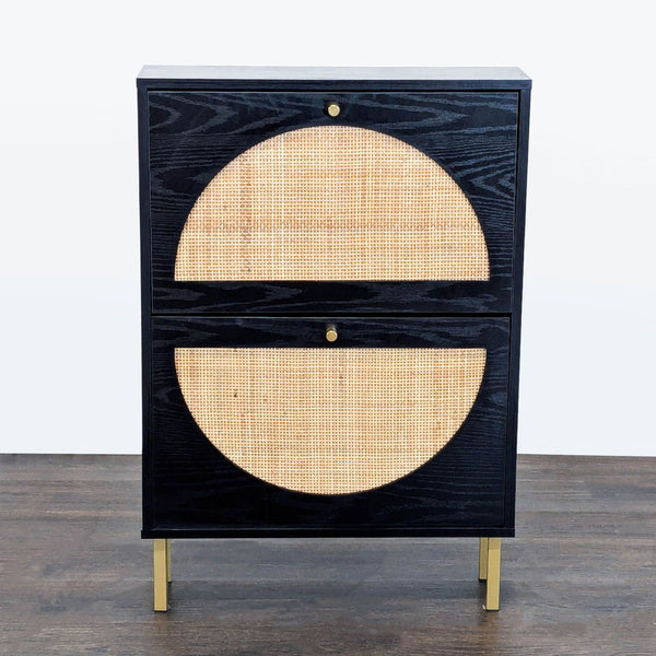 Semicircle Rattan Two Door Shoe Cabinet