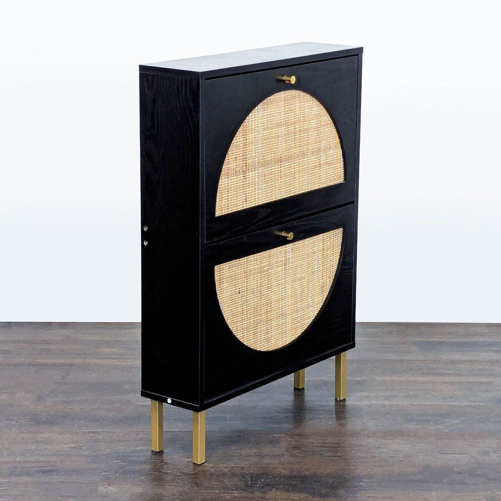 Semicircle Rattan Two Door Shoe Cabinet