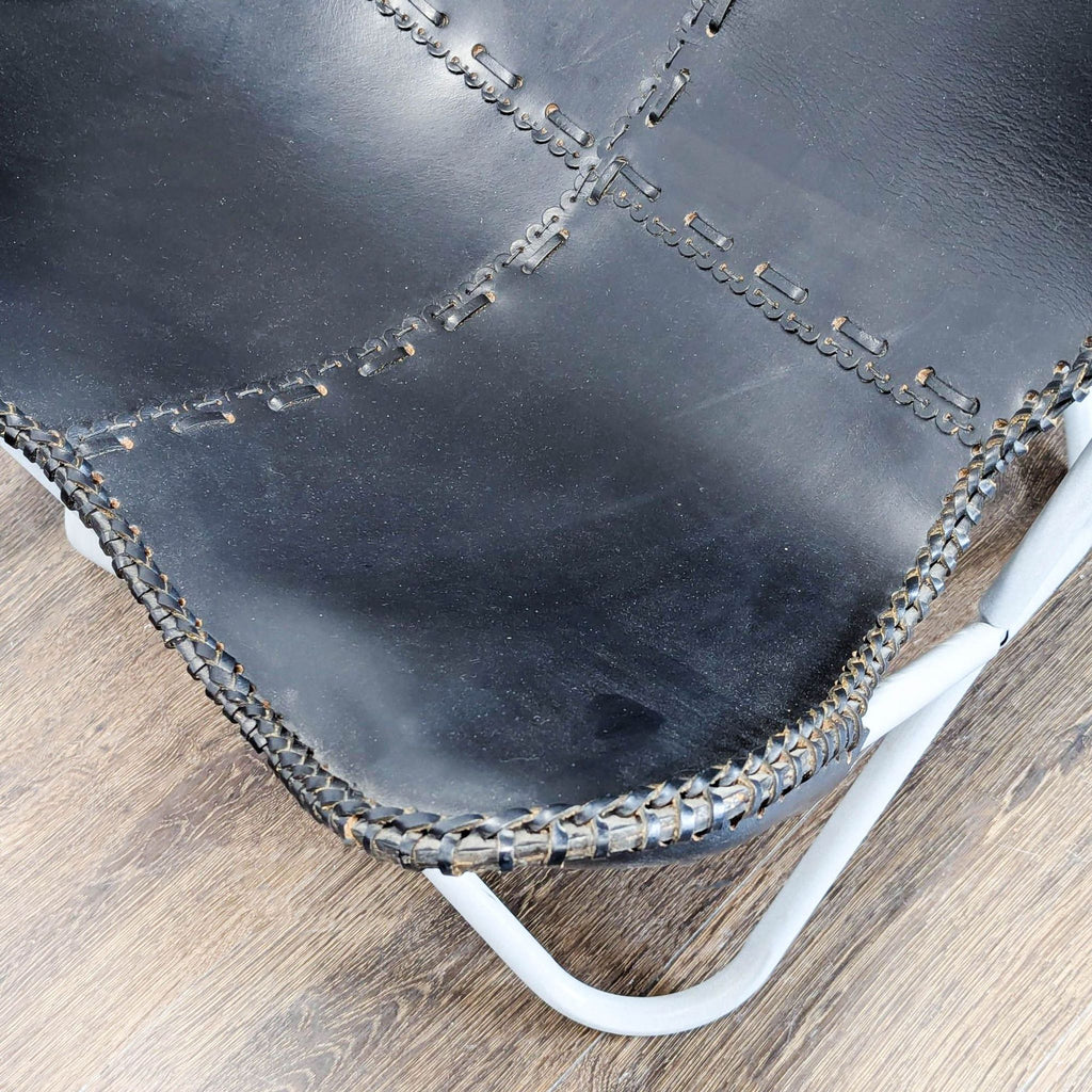 Butterfly Lounge Chair with Leather Seat and Metal Frame