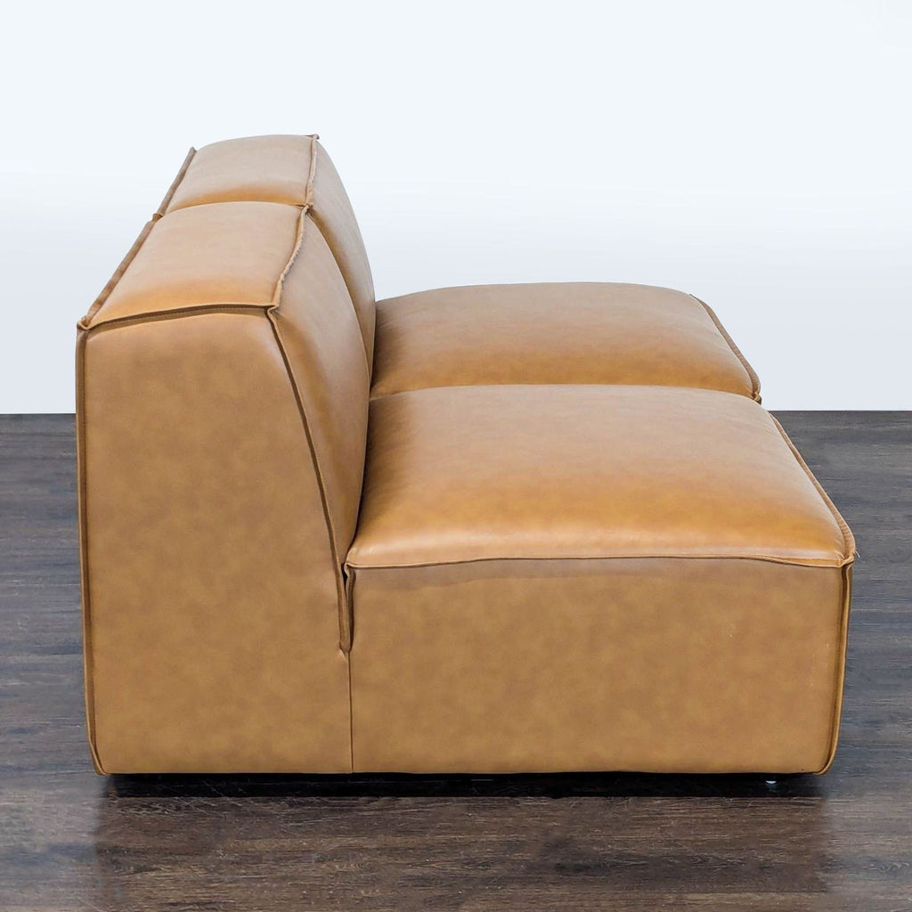 Modern Modway sectional, category Sectional, in tan faux leather, designed for comfort and style.