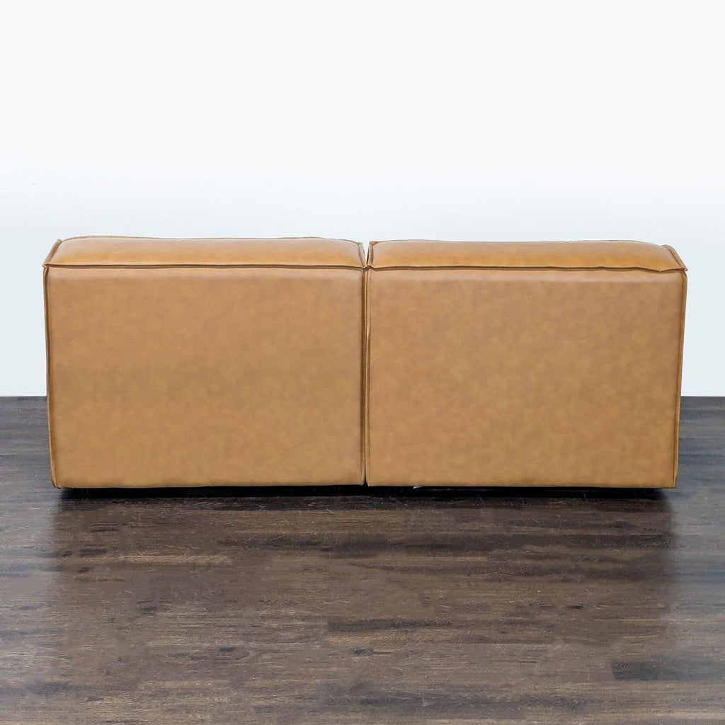 Modway Sectional Sofa in Tan Faux Leather – Modern 2-Piece Couch