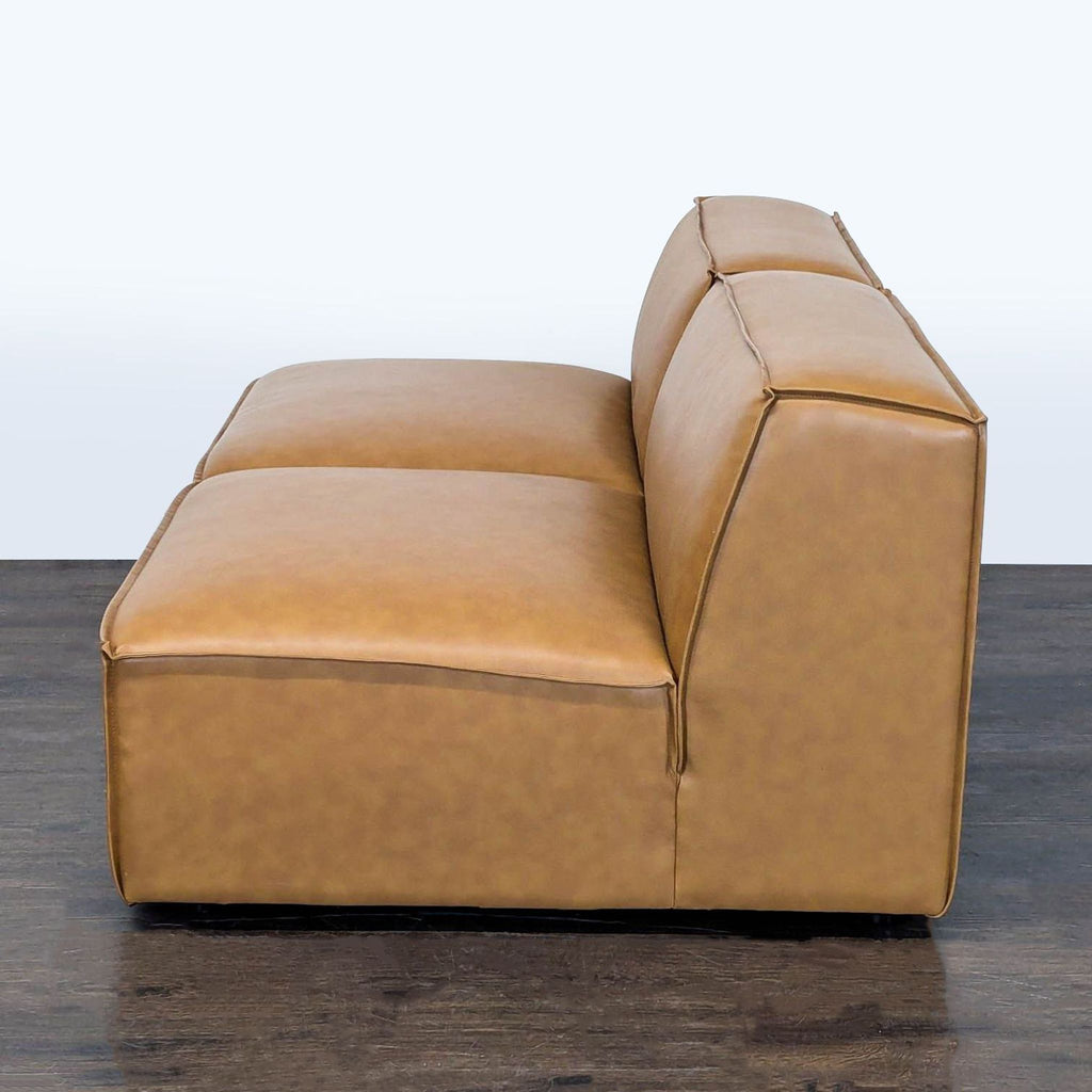 Modway Sectional Sofa in Tan Faux Leather – Modern 2-Piece Couch