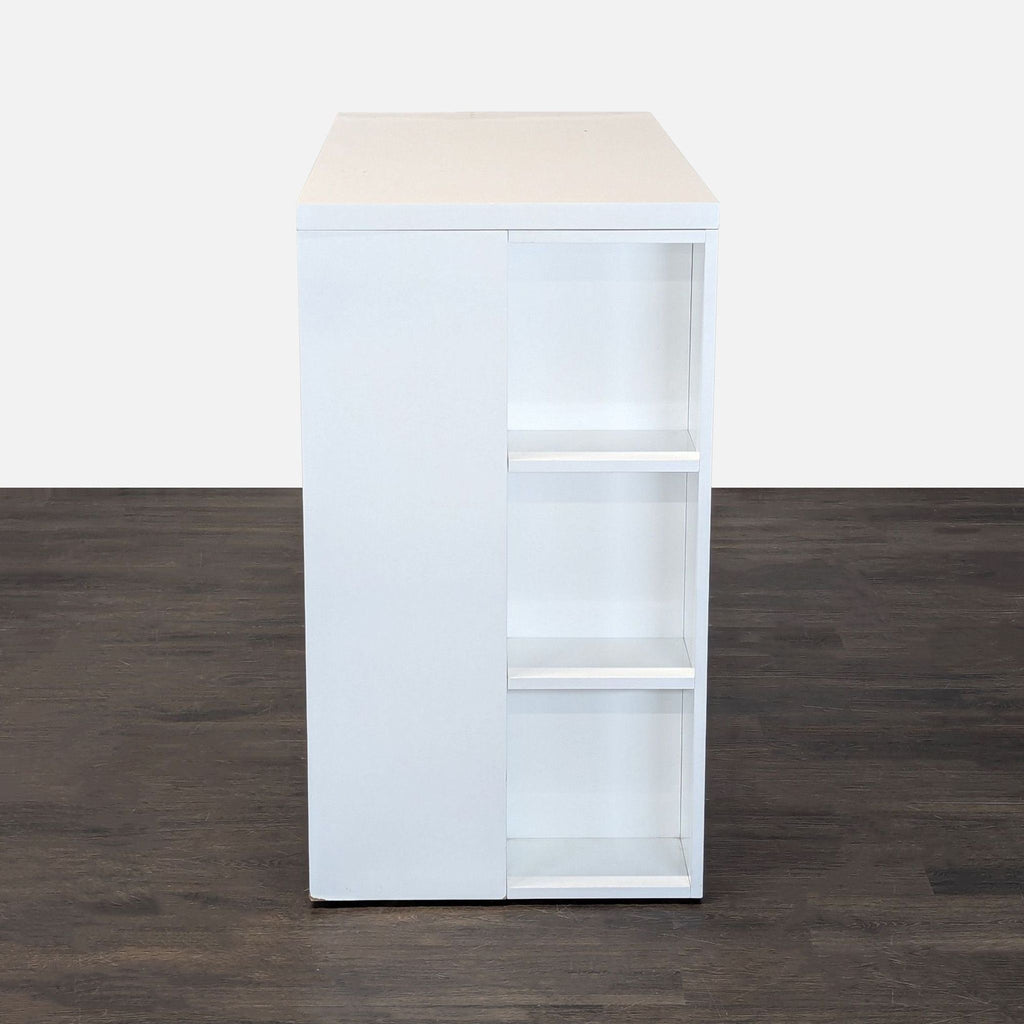 Modern White Desk with 3 Built-In Storage Shelves