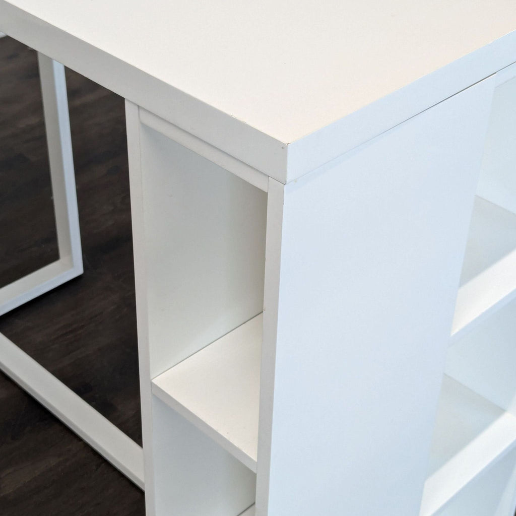 Modern White Desk with 3 Built-In Storage Shelves