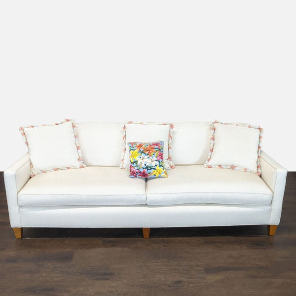 Patti Skonas Inc. 3-Seat Sofa with Textured Cream Fabric and Accent Pillows