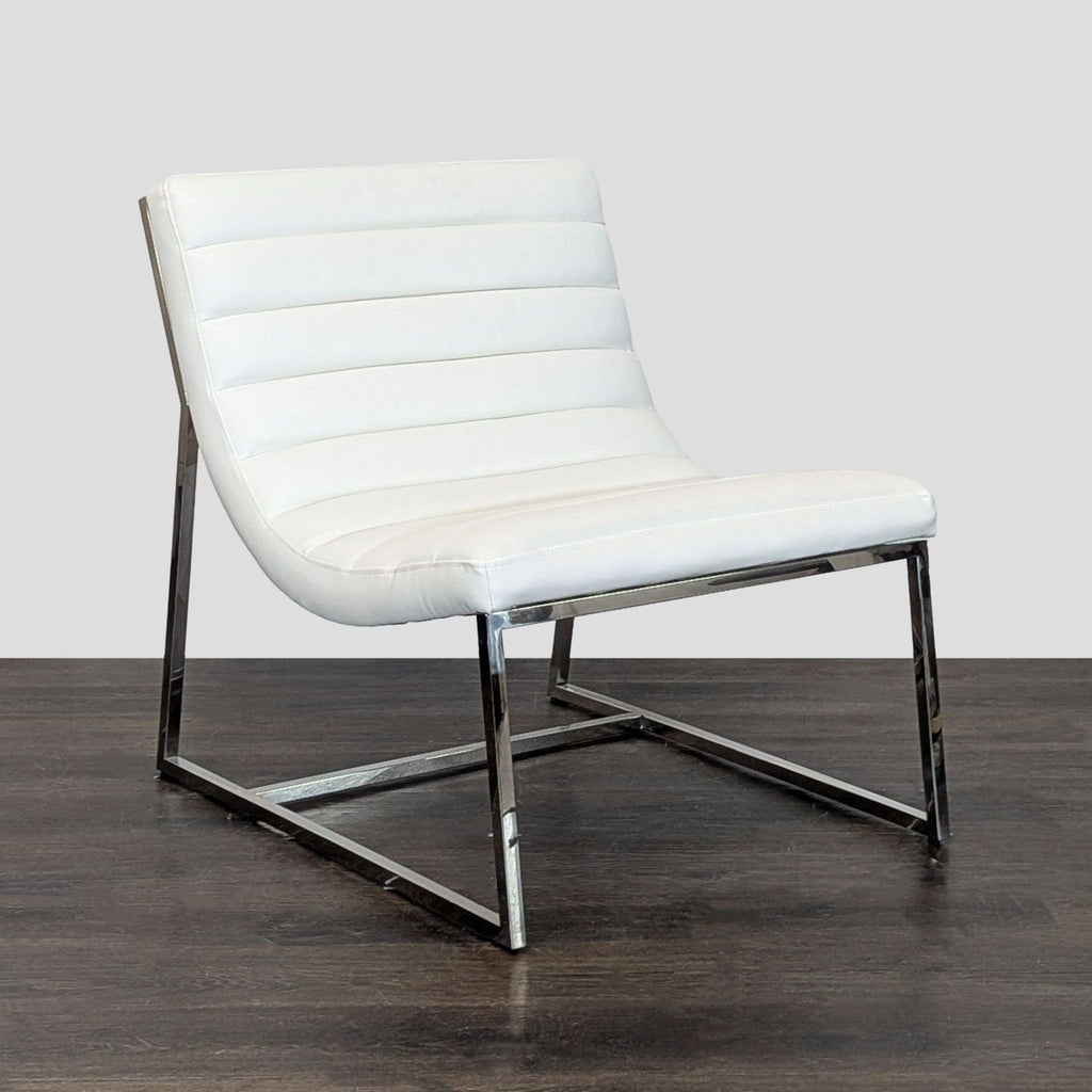 Elegant lounge seating from Noble House, showcasing a contemporary chrome frame and plush white cushions.