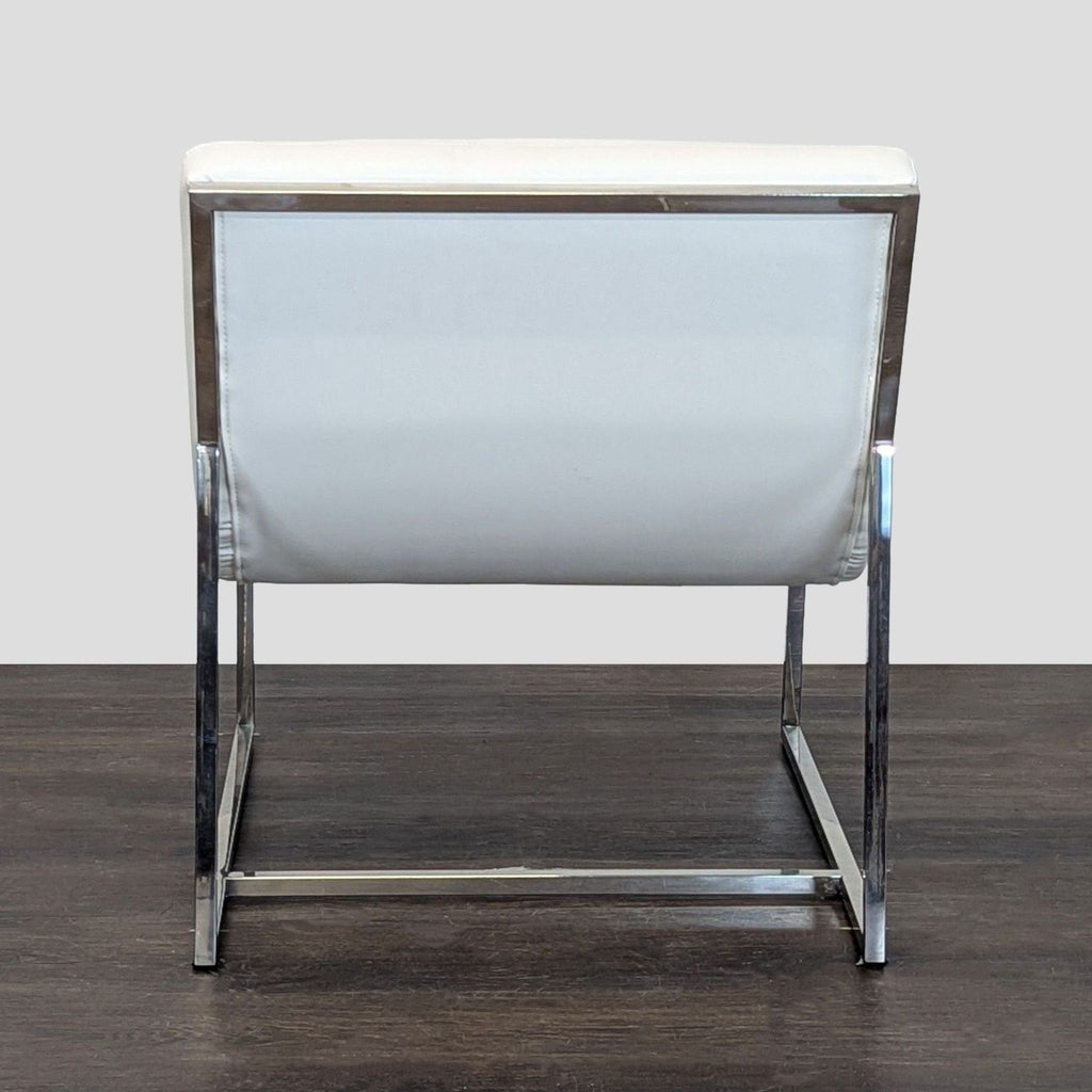 Noble House Taher Modern White Lounge Chair with Chrome Frame