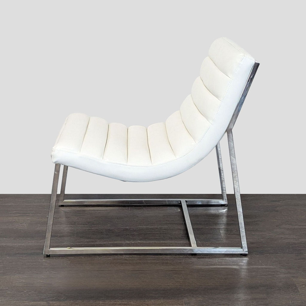 Noble House Taher Modern White Lounge Chair with Chrome Frame