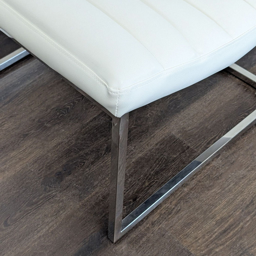 Noble House Taher Modern White Lounge Chair with Chrome Frame