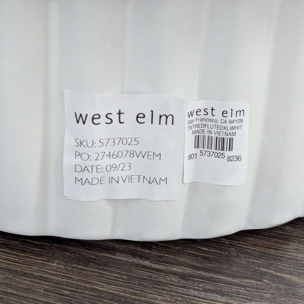 West Elm White Fluted Side Table