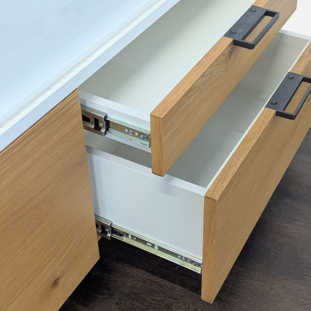 Mobile Whiteboard with Wooden Storage Drawers for Office