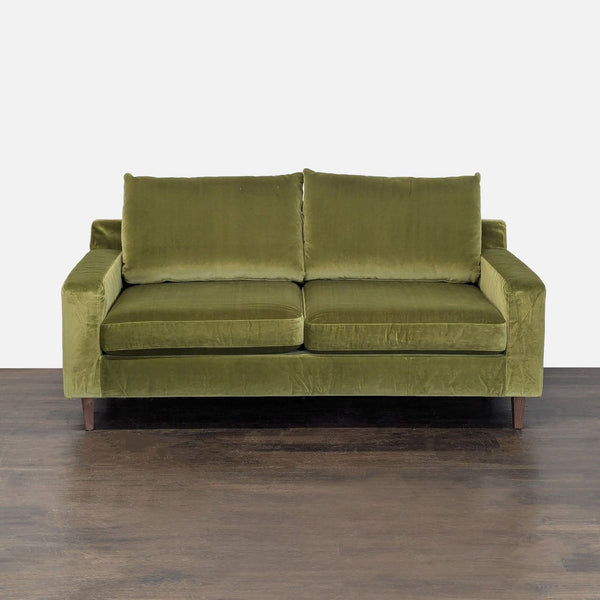 Interior Define Sloan Green Velvet Sofa – Modern, Comfortable Seating