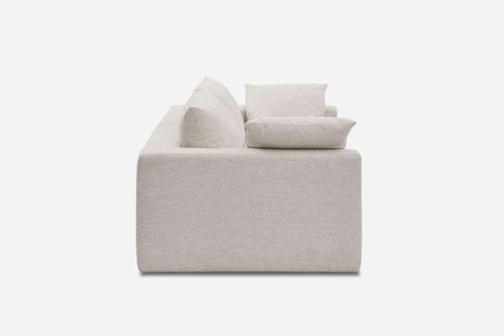 a modern sofa with a soft, modern design.