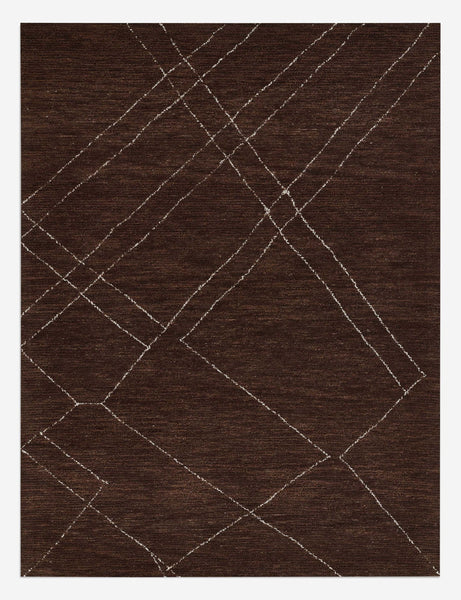 the rug collection brown area rug with white geometric pattern