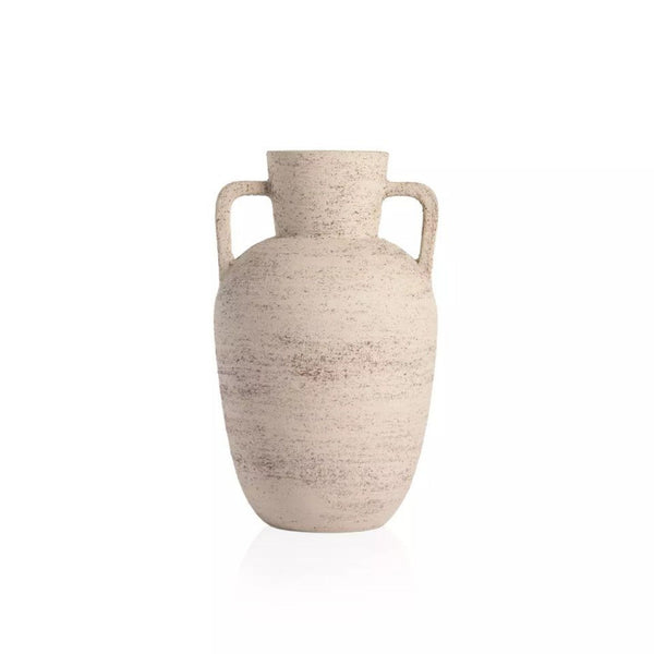 the vase is a hand - crafted ceramic vase made of stone.